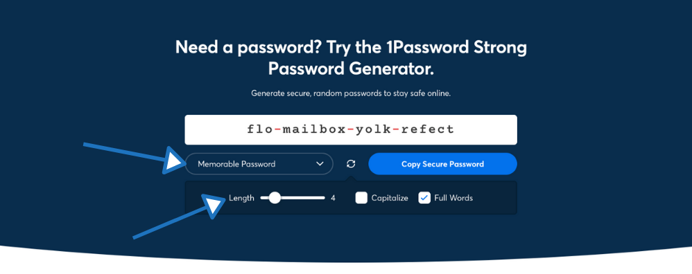 How do you select a different generated password? — 1Password